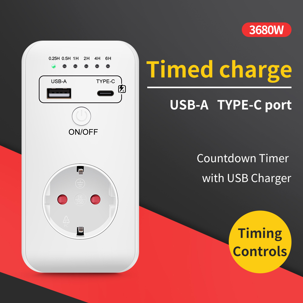 Kitchen Appliances Outlet - مفتاح مؤقت رقمي USB Type-C ،