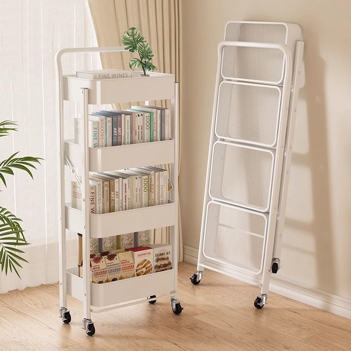 Kitchen Appliances In White - عربة مطبخ قابلة للطي بأربع طبقات
